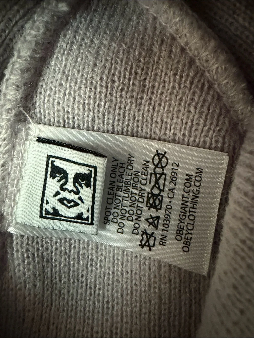 Obey Beanie Hat One Size Pale Lavender/blush Cuffed Knit Skull Cap Streetwear